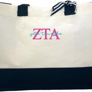 Embroidered Canvas Tote Bag Women Cute Gift Sorority Reusable Shoulder Bag